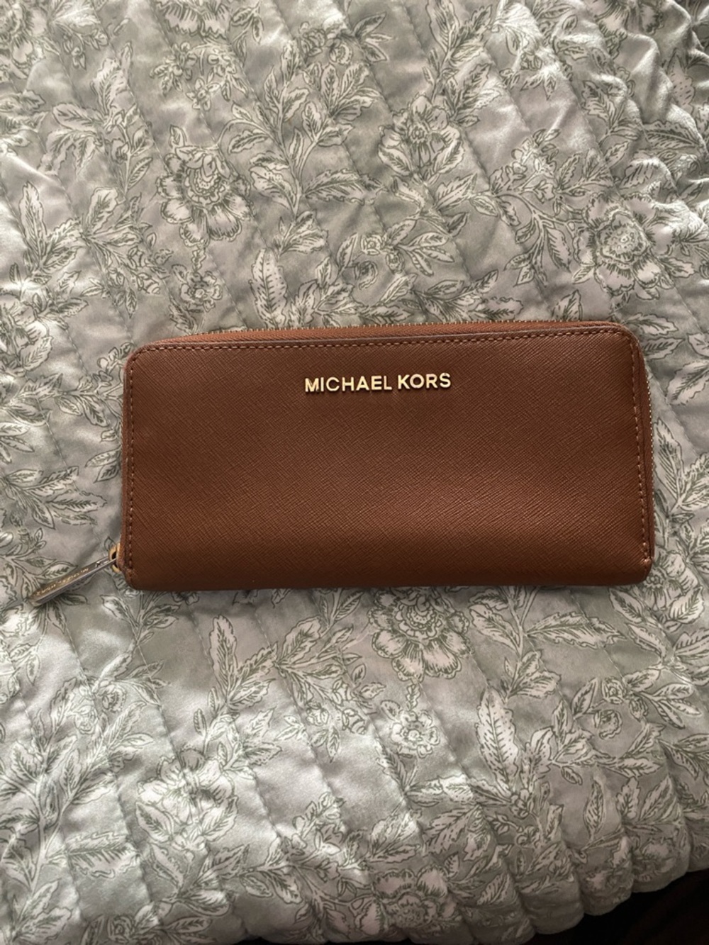 Michael Kors Chestnut Zip-Around Saffiano Wallet
